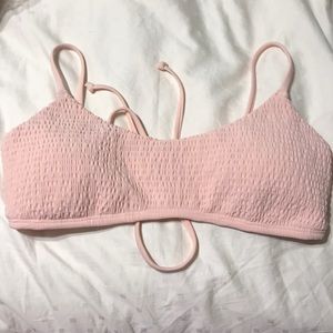 Hollister Smocked Bikini Top MEDIUM Light Pink